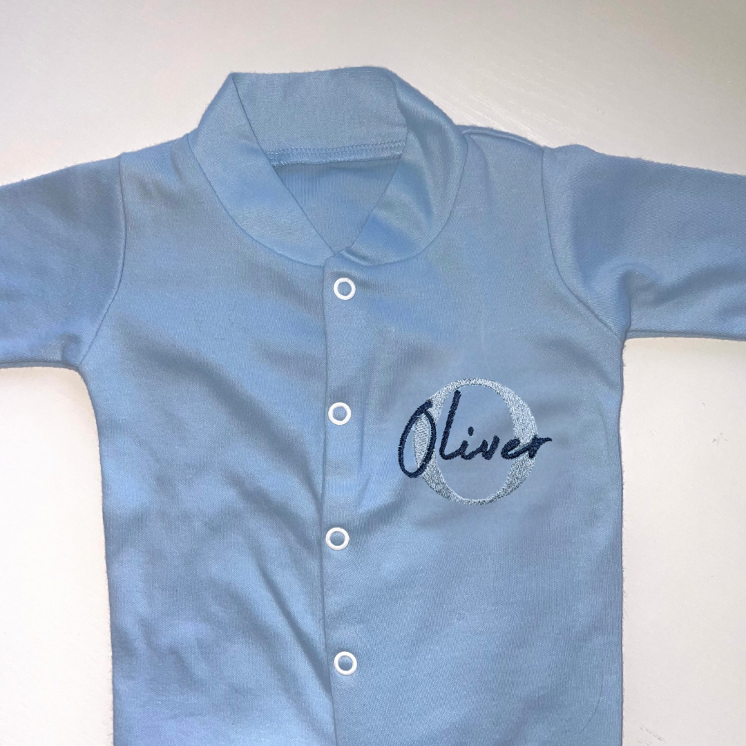 Personalised Name Blue Sleepsuit
