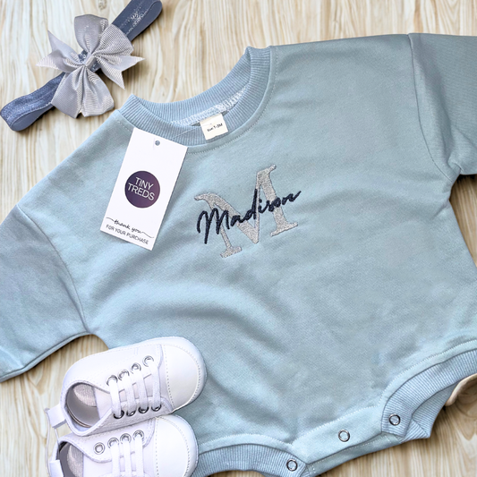 Personalised Sweatshirt Romper with Embroidered Name