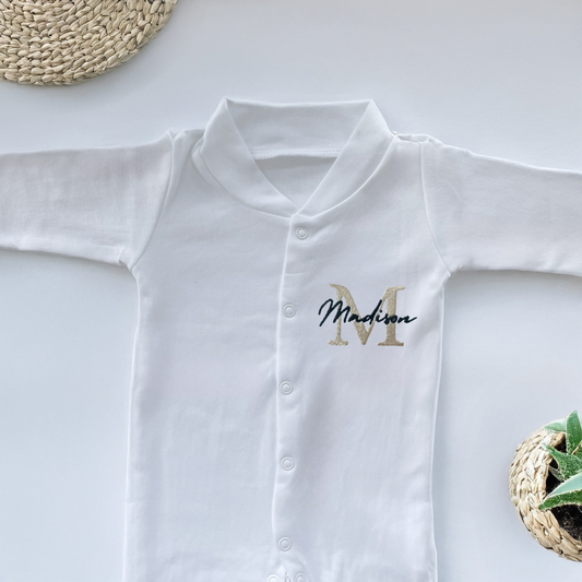 Personalised Name White Sleepsuit