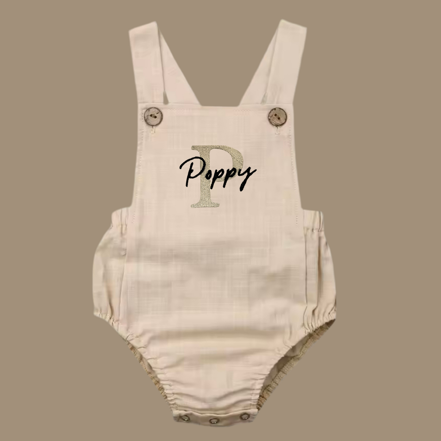 Dungaree Romper Personalised with Embroidered Name - Tiny Treds