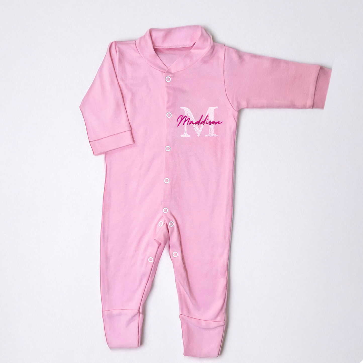 Personalised Name Pink Sleepsuit