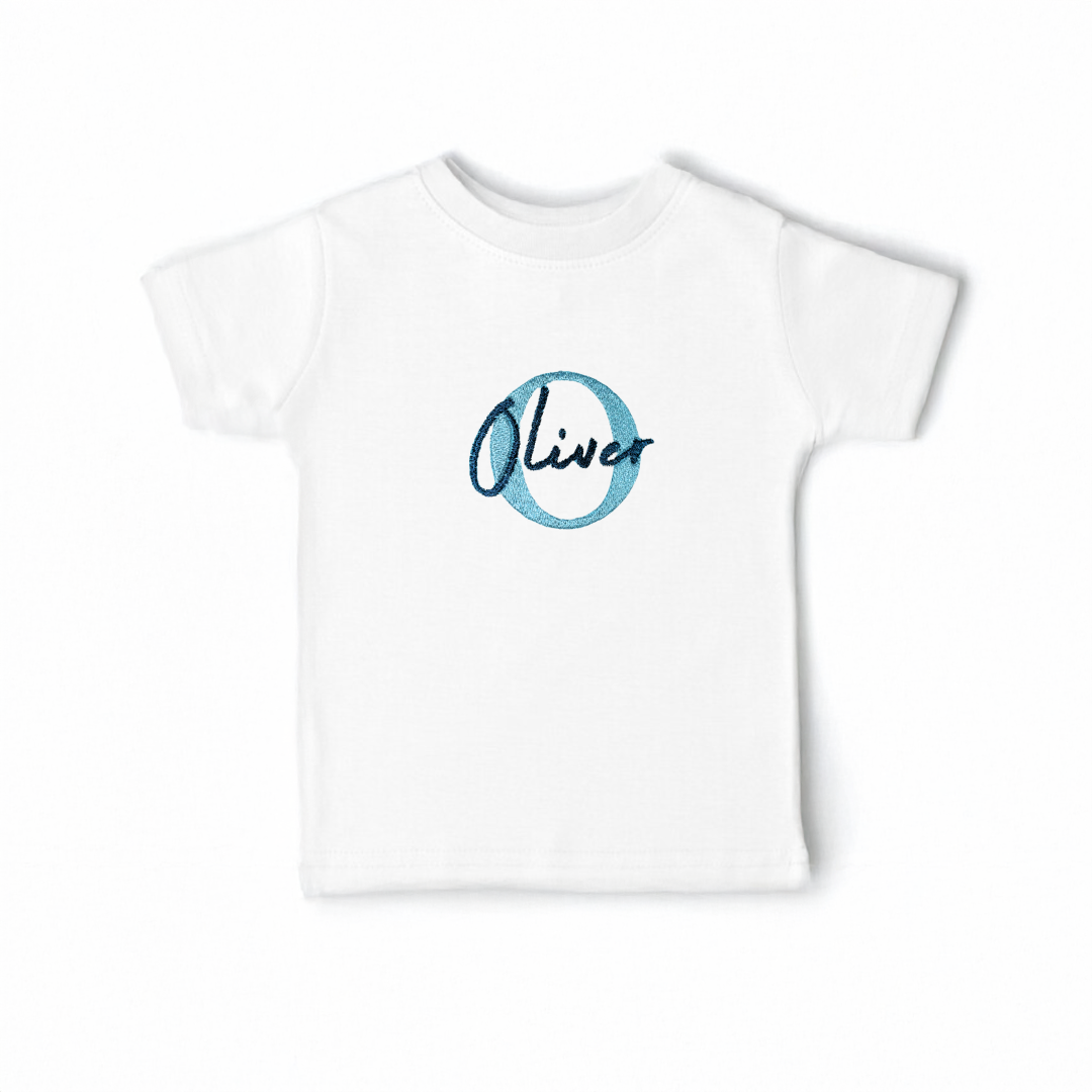 Embroidered Personalised Blue Name T-Shirt