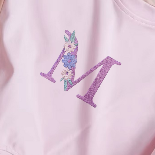 Floral Pink Oversized T-Shirt Romper with personalised embroidery - Tiny Treds