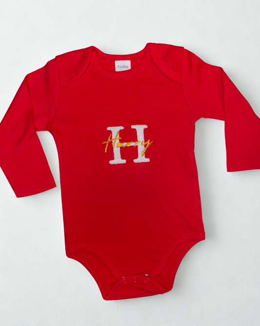 Personalised Embroidered Christmas Pyjamas Set with Glitter Initials