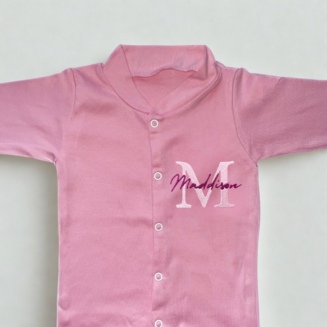 Personalised Name Pink Sleepsuit