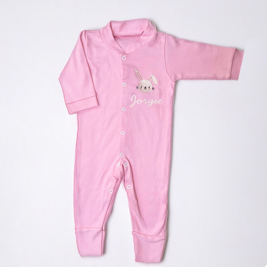 Personalised Bunny Embroidered Sleepsuit