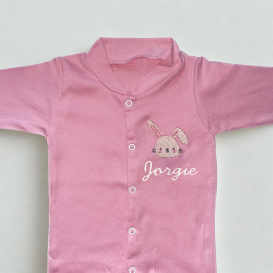 Personalised Bunny Embroidered Sleepsuit