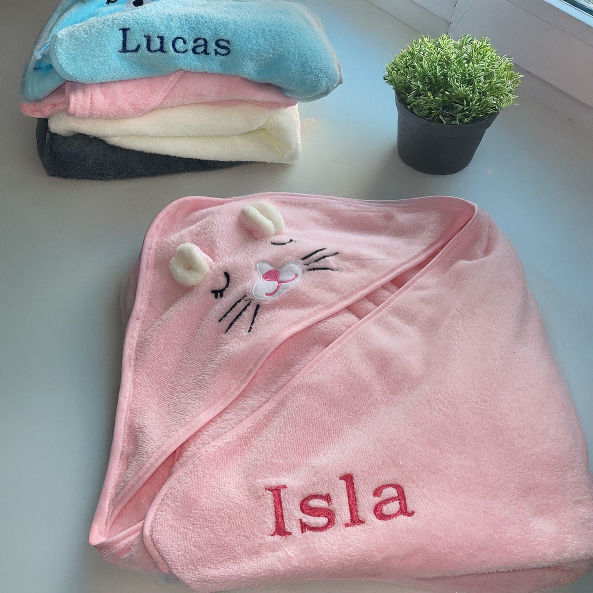 Personalised Animal Hooded Baby Towel