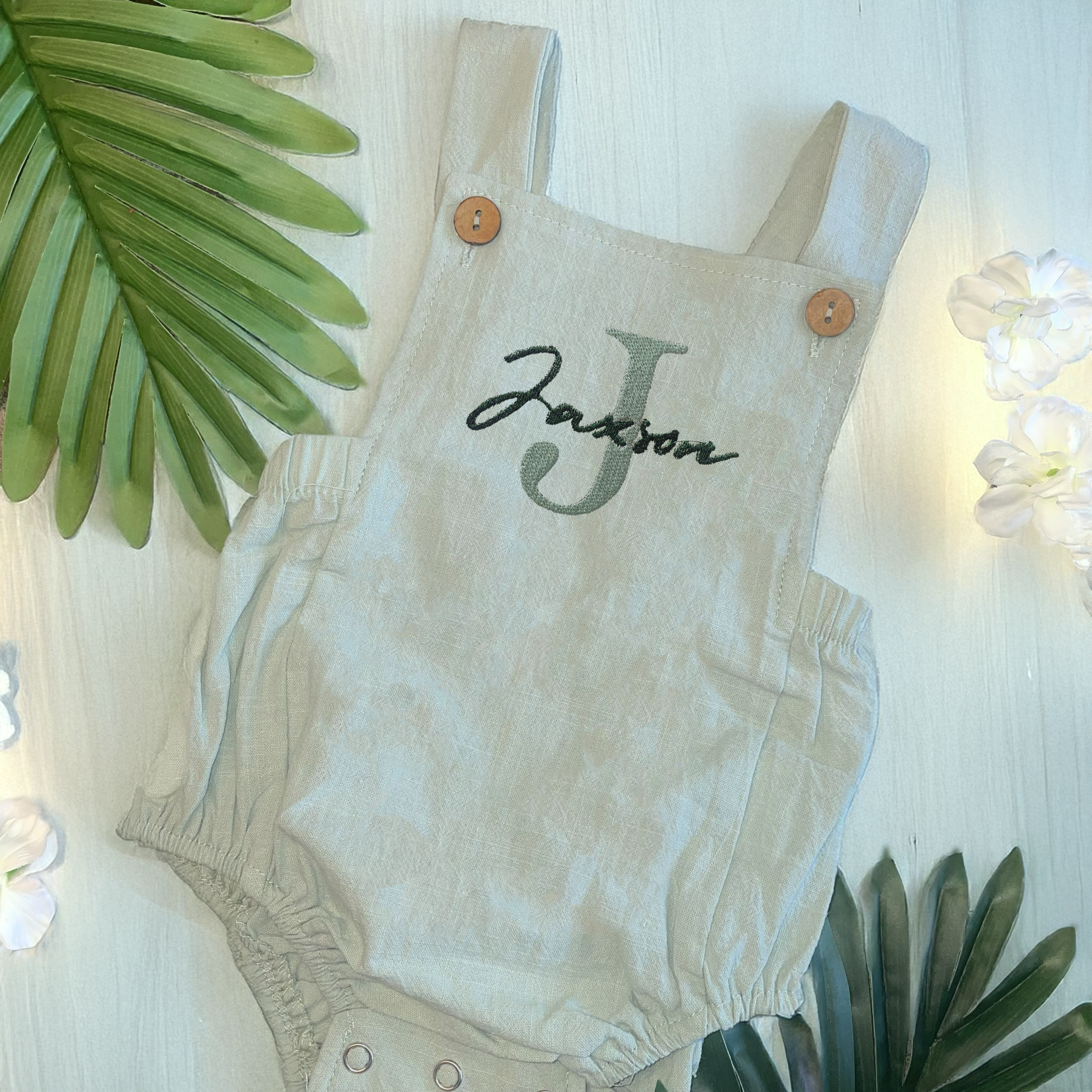 Dungaree Romper Personalised with Embroidered Name