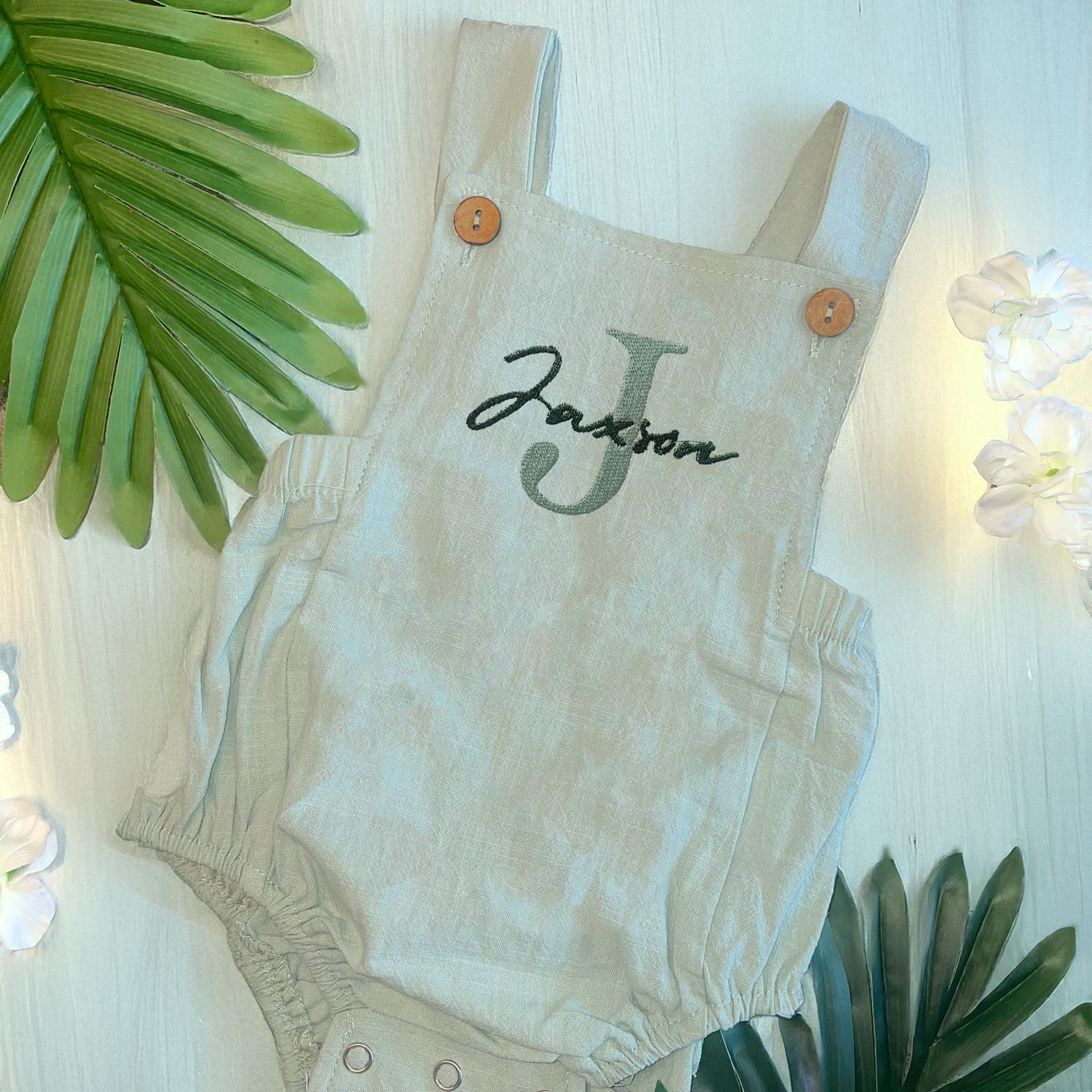 Dungaree Romper Personalised with Embroidered Name