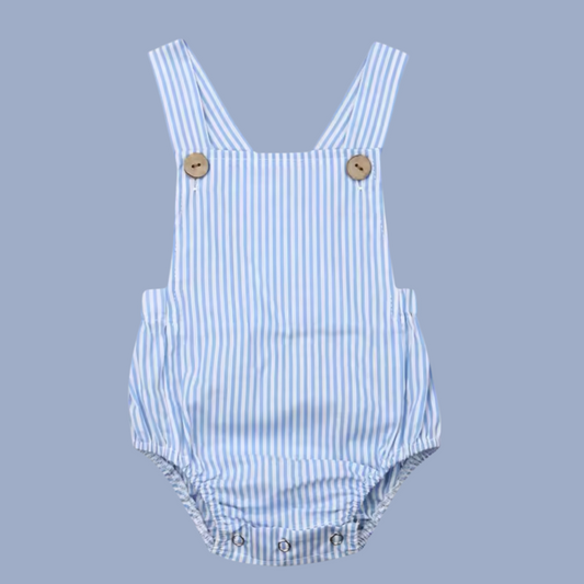 Blue Striped Dungaree Romper - Tiny Treds