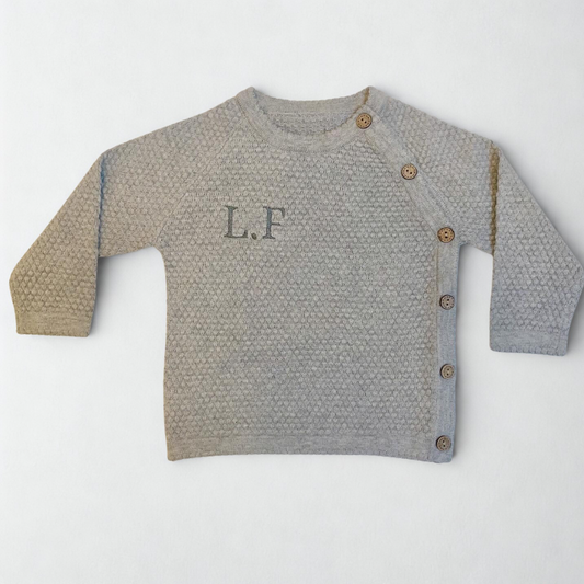 Personalised Initials Grey Waffle Knit Set
