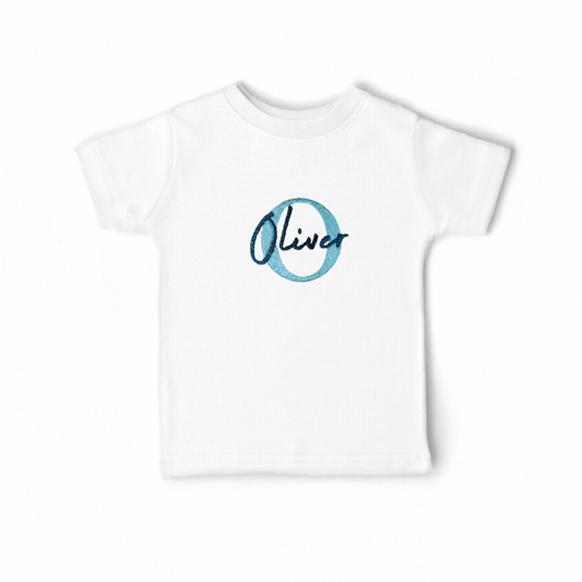Embroidered Personalised Blue Name T-Shirt