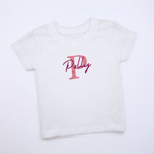 Embroidered Personalised Pink Name T-Shirt