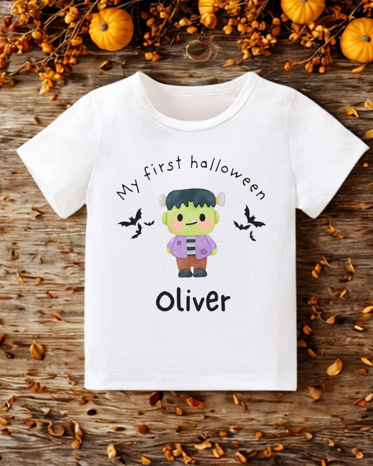 Personalised ‘My First Halloween’ Frankenstein T-Shirt
