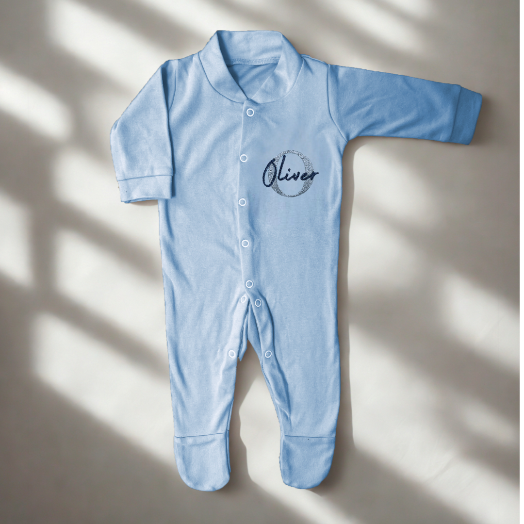Personalised Name Blue Sleepsuit