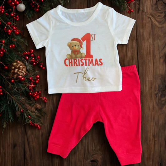 Baby’s First Christmas Personalised Teddy Bear Pyjamas