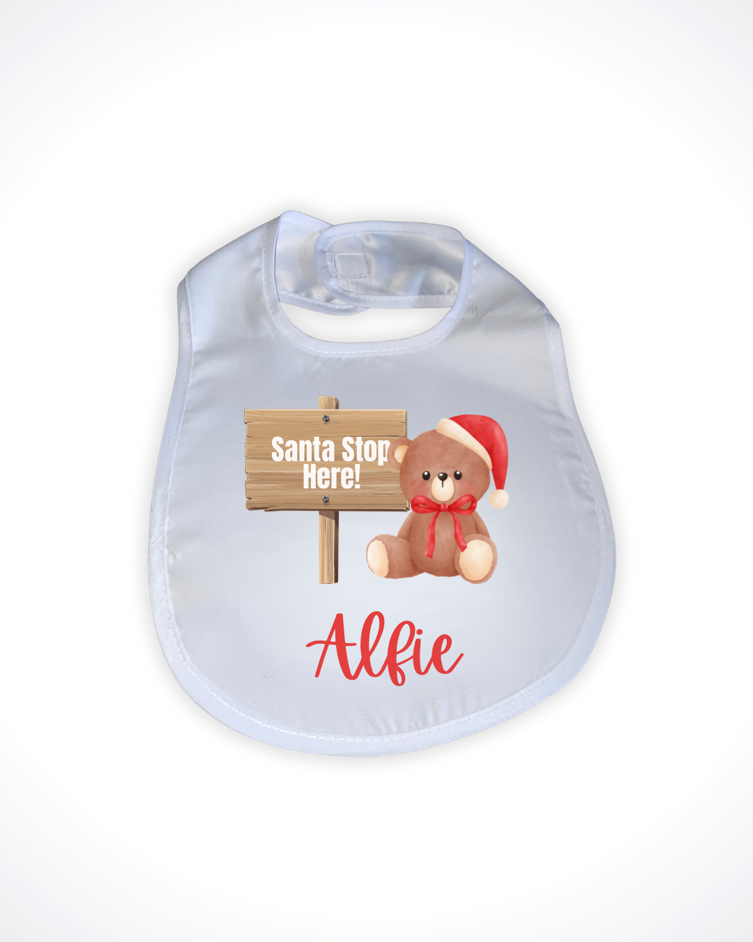 Personalised ‘Santa Stop Here’ Christmas Bib