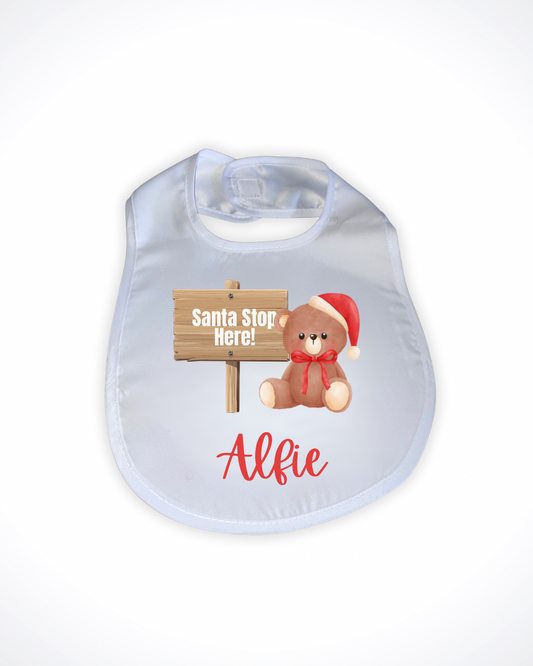Personalised ‘Santa Stop Here’ Christmas Bib