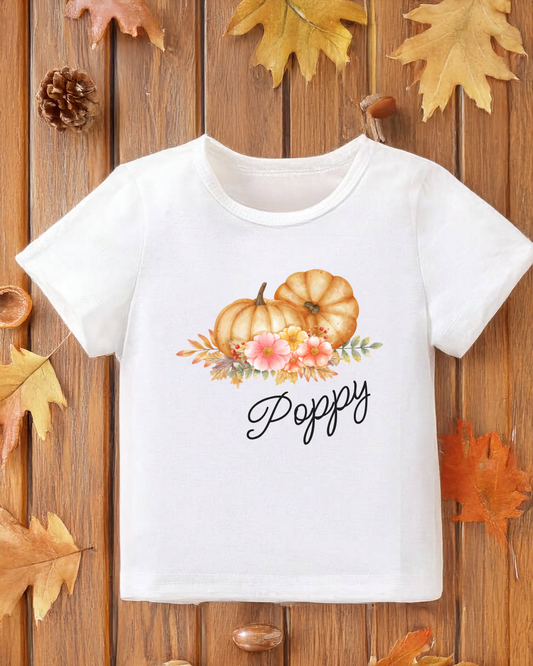 Personalised Pumpkin Floral T-Shirt