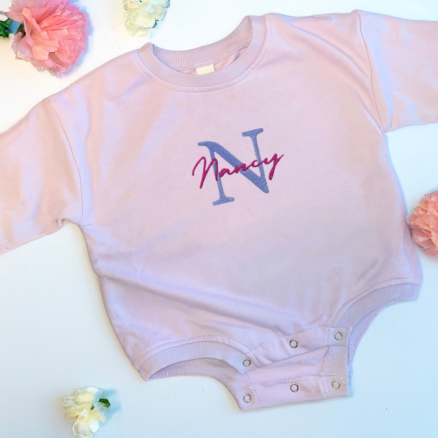 Personalised Sweatshirt Romper with Embroidered Name